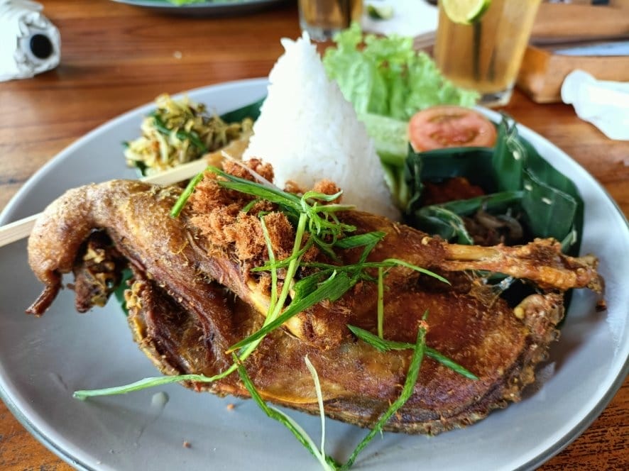 2023峇里島|香酥髒鴨餐,看起來不髒但很乾扁的鴨子...吃 2023峇里島|香酥髒鴨餐,看起來不髒但很乾扁的鴨子...吃